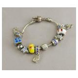 Vintage Sterling Silver & Glass Beads Bracelet