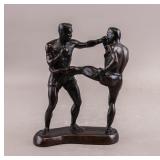 Vintage Dark Resin Thai Boxer Sculpture