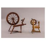 Wooden Miniature Spinning Wheels 2pc