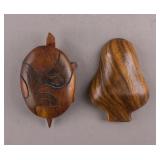 Vintage Hand-carved Wooden Trinket Box & Tray