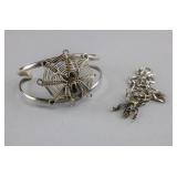 Vintage Silver-plated Spider Bracelet & Necklace