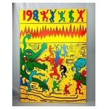 Acrylic Canvas Signed Keith Haring '88 Estate COA
