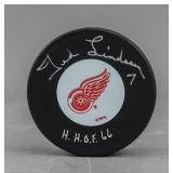 NHL Red Wings Puck Signed Ted Lindsay HOF '66