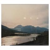 Framed Photograph Landscape River and Mountains