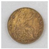 1913 United Kingdom One Penny Coin