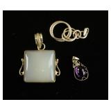 Silver-plated & Gemstone Pendants & Chain Set