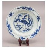 Chinese Ming Style Blue & White Porcelain Plate