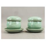 Korean Celadon Crackle Porcelain Tea Cup Set 2pc