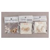 Gold-plated Gemstones Earrings 3pc
