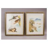 Chinese Wheat Stalk on Silk Tiger & River 2pc