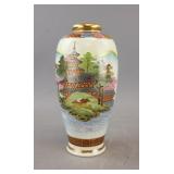 Japanese Satsuma Gilt Porcelain Vase w/ Mark