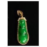 Chinese Peapod Green Hardstone Pendant
