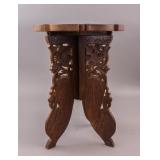 Chinese Hand-carved Wooden Tripod Side Table