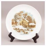 White Porcelain Plate Snow Scene CURRIER & IVES