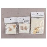 Gold-plated Gemstones Earrings 3pc
