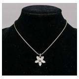 Vintage Silver-tone floral Crystal Necklace