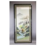 Japanese Ink & WC on Paper Signed Motokatsu w/Seal