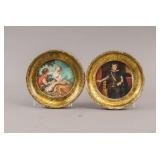 19c Style Miniature Portrait Round Gilt Frames