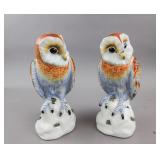 Vintage Italian Hand-painted Porcelain Owls 2pc