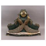 Antique Bronze Art Deco Mantel Clock Set w/ Prov.