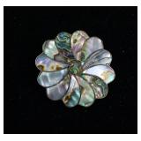 Vintage Mexican Sterling Silver Abalone Brooch