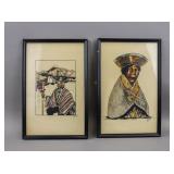 Ink & WC on Papers Andean Signed Unknown 2pc