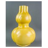 Chinese Yellow-glazed Porcelain Triple-gourd Vase