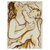 Spanish Watercolor on Paper Signed Picasso