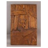 Vintage Wood Carved Wold Panel Signed B.Self 