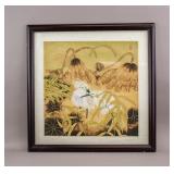 Chinese Lithograph on Paper White Herons