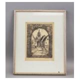 German Etching on Paper Signed W. Rombey