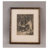 Lithograph on Paper Mephisto visiting Faust in Lab