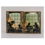 Vintage Silhouette Reverse Glass Paintings Pair
