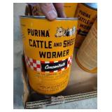 6 empty cattle wormer tins