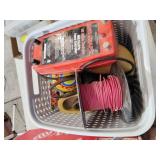 Elec fence controller and small roll of wire