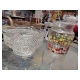 Glass bowl and pitcher