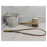 Heavy duty rug beater, pail, bug sprayer
