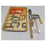 Clamps and rigid pipe wrench