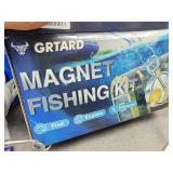 Magnet fishing kit includes magnet, hook and rope