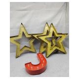 Three metal stars and metal J  all lighted
