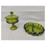 Green glass right one is heavy ashtray