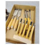 Wood chisels, lathe tools and plane