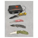 Pocket knives and plastic holder