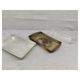 Glass Pyrex and no name metal pans