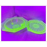 Two pieces uranium glass