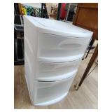 Three drawer plastic storage