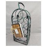 Wine bottle holder and bamboo cheese spreaders