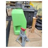 Water cans and jack stands