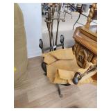 Log holder and fireplace tools