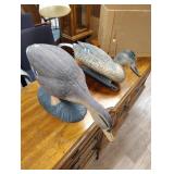 2 plastic duck decoys one has damage